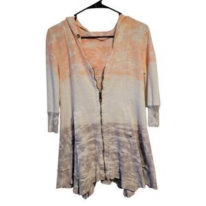 XCVI Tie Dye Short Sleeve Full Zip Hoodie Size Small